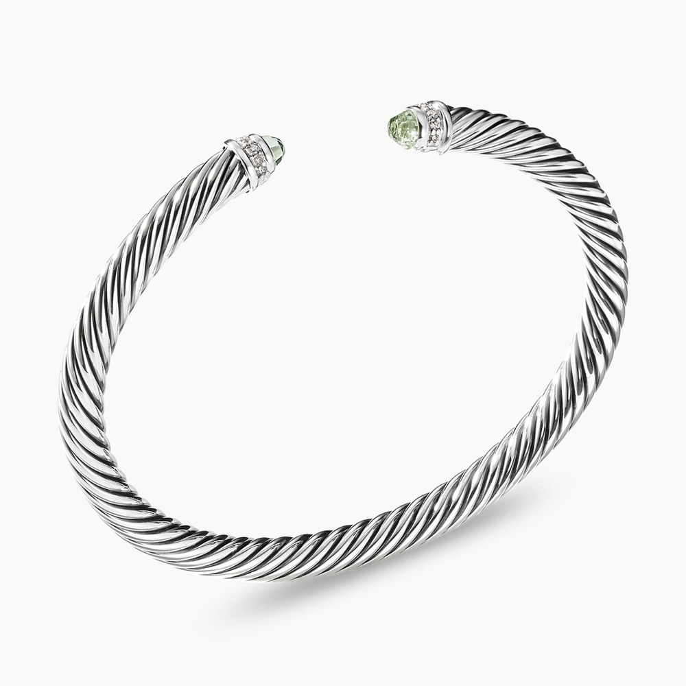 Classic Cable Bracelet
Sterling Silver with Prasiolite and Diamonds,